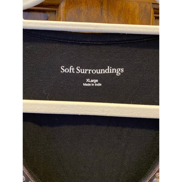 Soft Surround Blouse Plus Size XL Top Black V Neck +Stretch Casual Comfortable - Picture 3 of 8